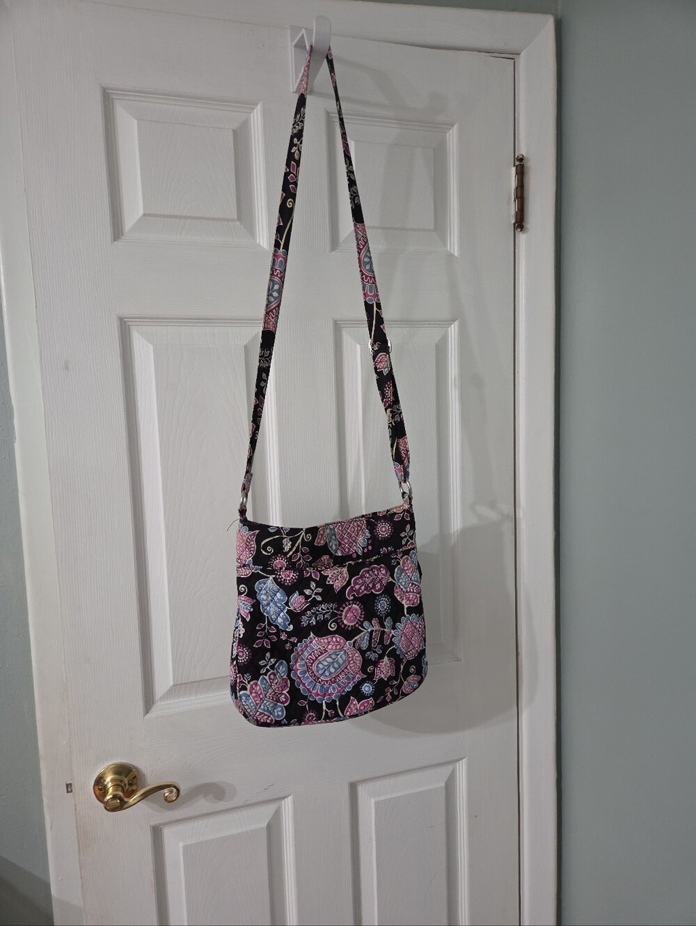 Vera Bradley Floral Pattern Tote Bag in Black and Pink